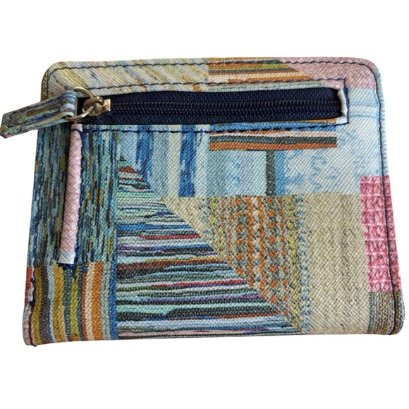 SAFE KEEPER RFID Bi-fold card wallet change purse RFID Protection Patchwork NWOT - Picture 2 of 9